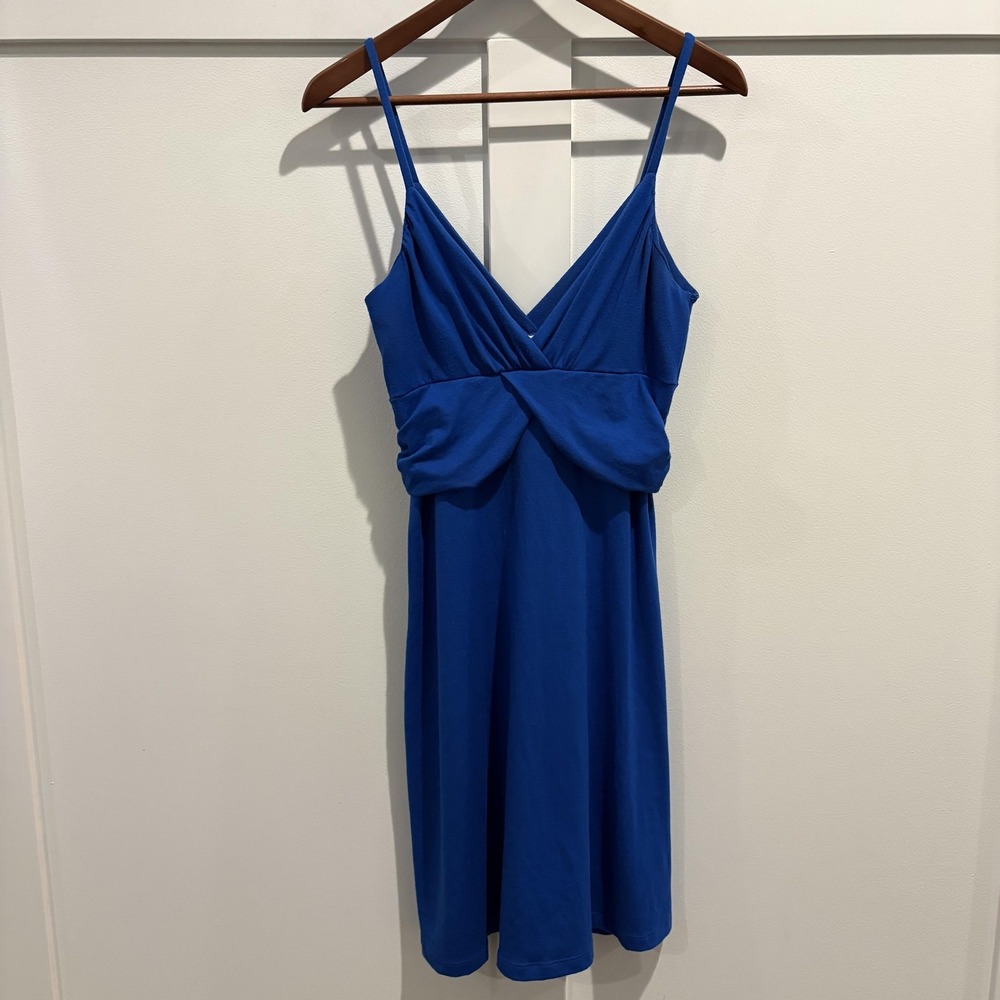 Bella Moda Dress Womens One Size Blue Jersey V-Neck Twist Front Mini Salsa Dance